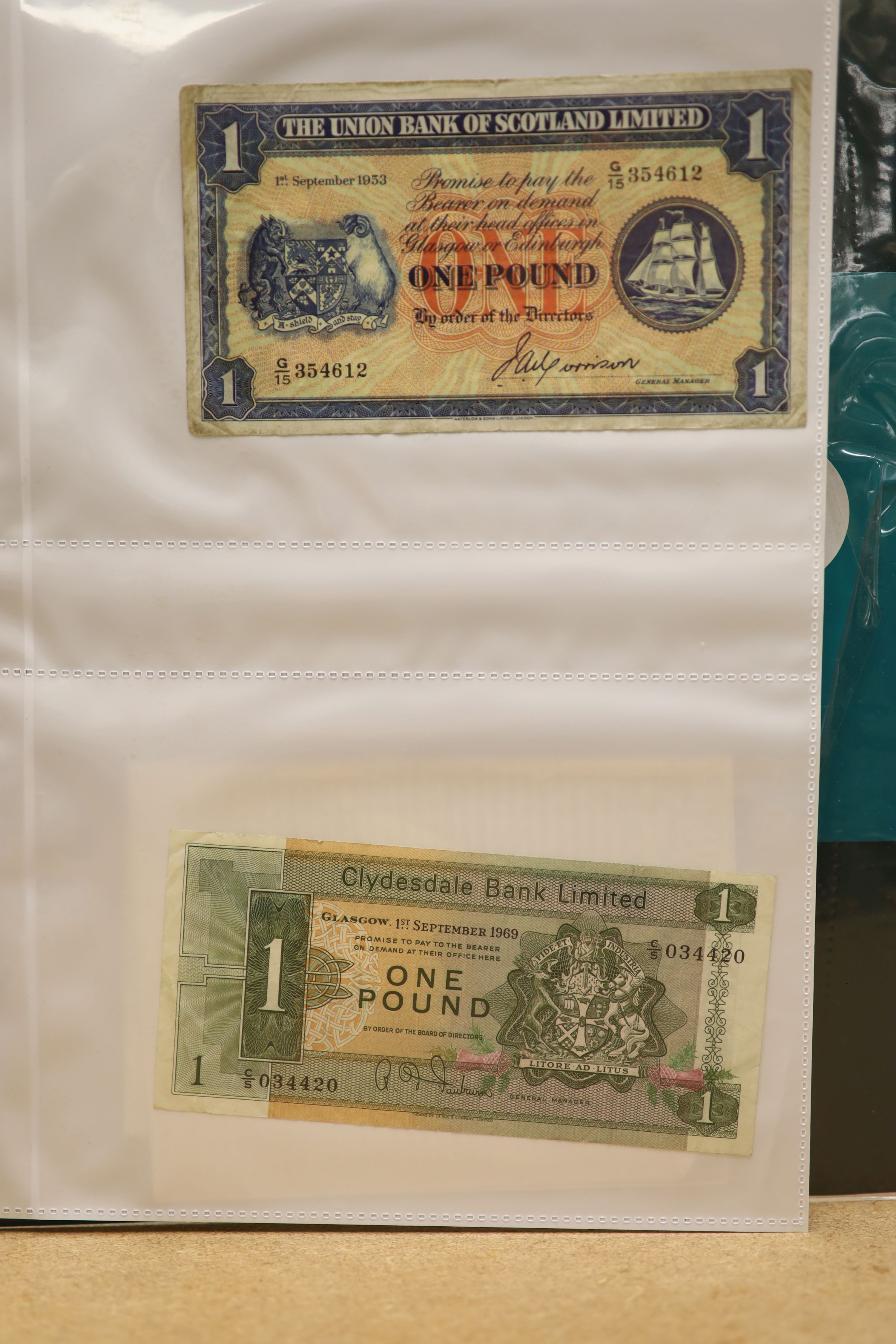A collection of Bank of England and Scottish banknotes to include: 21 QEII 10 shillings, 14 O'Brien and Beale 10 shillings, 1 Peppiatt 10 shillings, 4 Hallam one pound notes, 18 O'Brien or Beale one pound notes, 8 Peppia